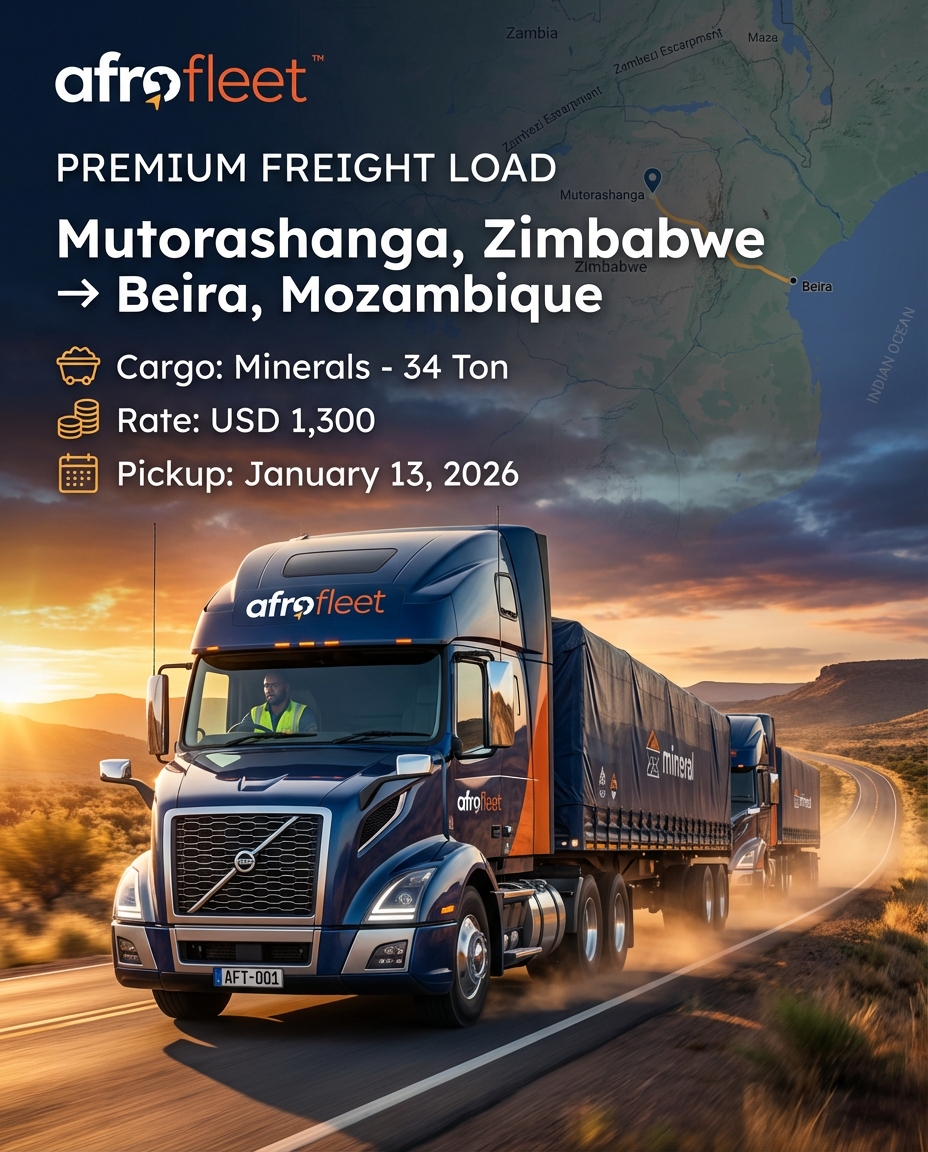 Poster for Minerals from Mutorashanga, Zimbabwe to Beira, Mozambique