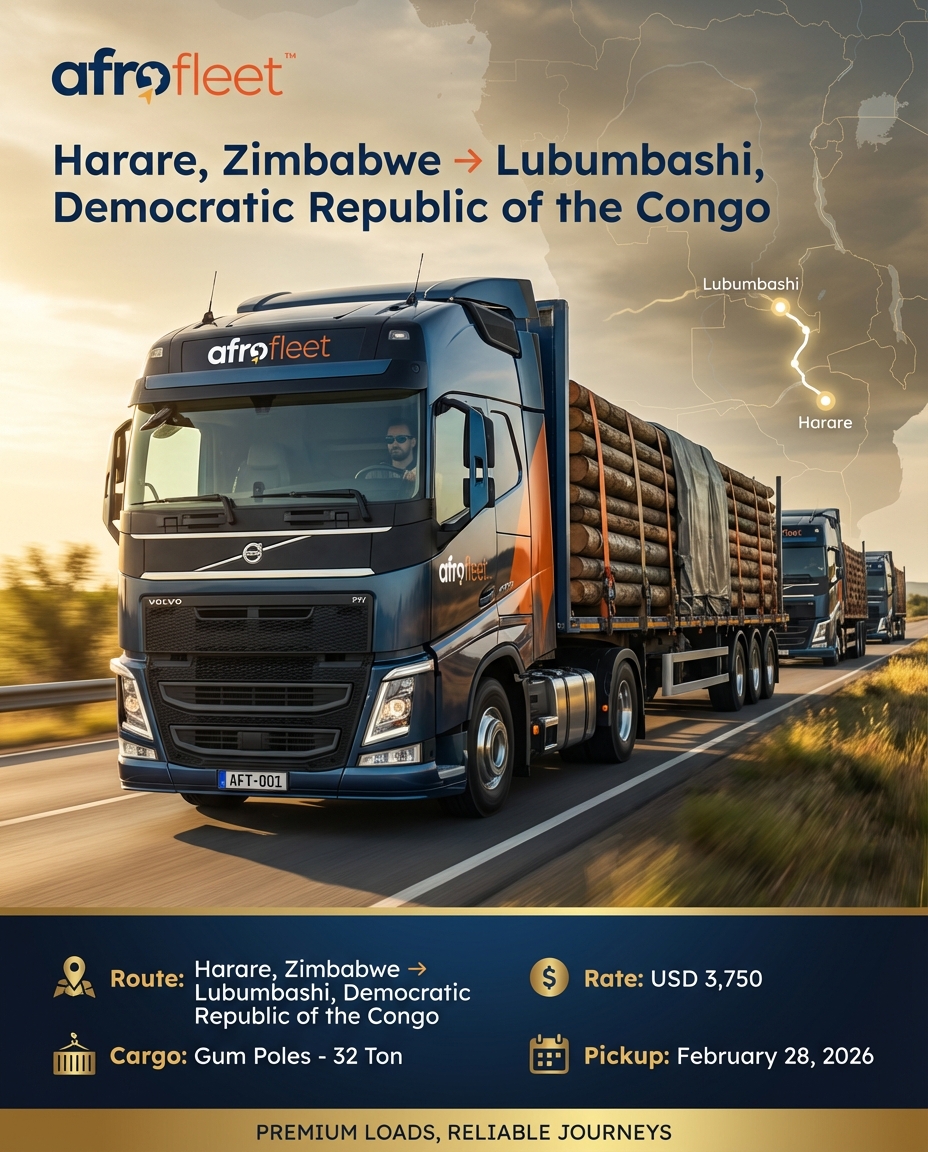 Poster for Gum Poles from Harare, Zimbabwe to Lubumbashi, Democratic Republic of the Congo