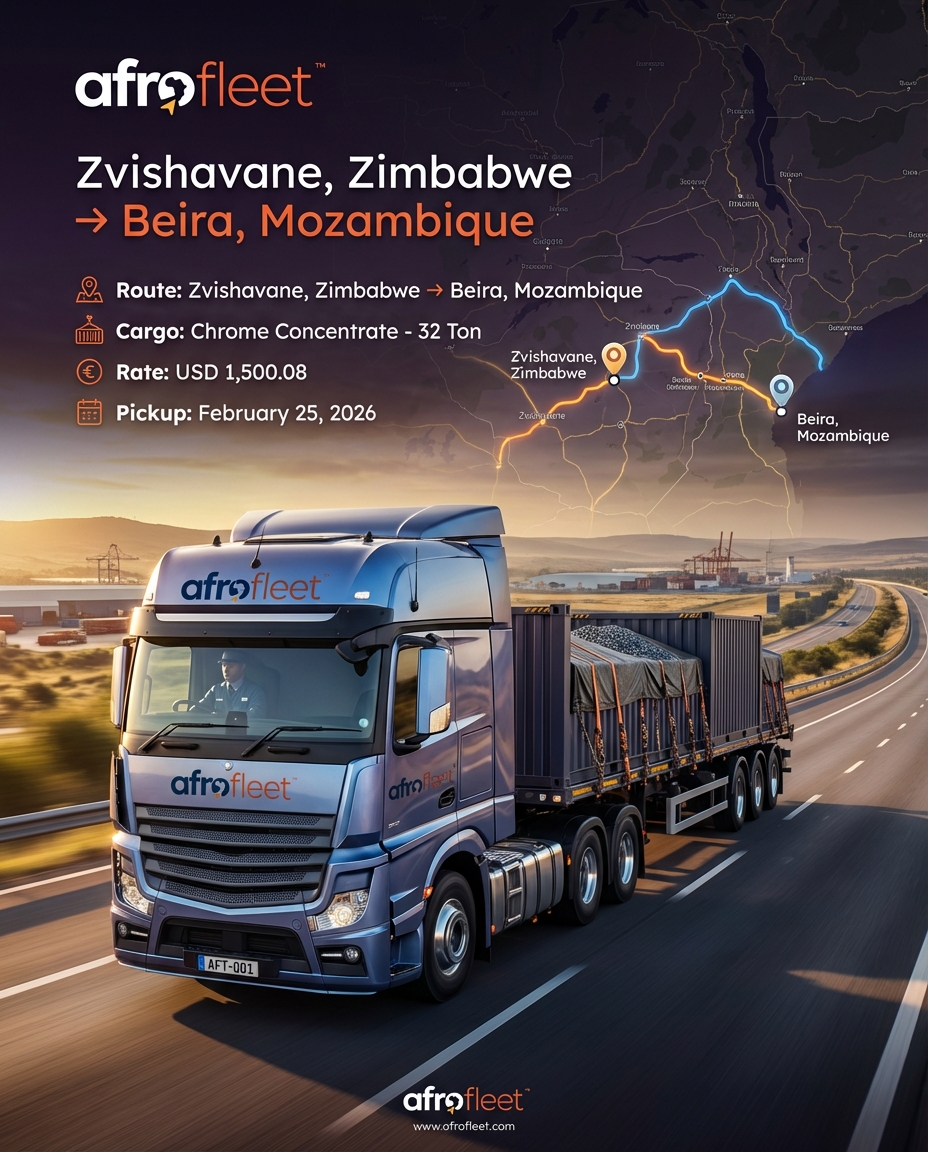 Poster for Chrome Concentrate from Zvishavane, Zimbabwe to Beira, Mozambique