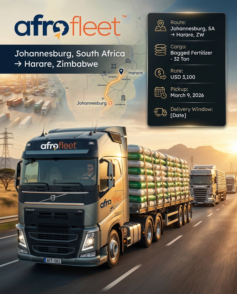 Poster for Bagged Fertilizer from Johannesburg, South Africa to Harare, Zimbabwe