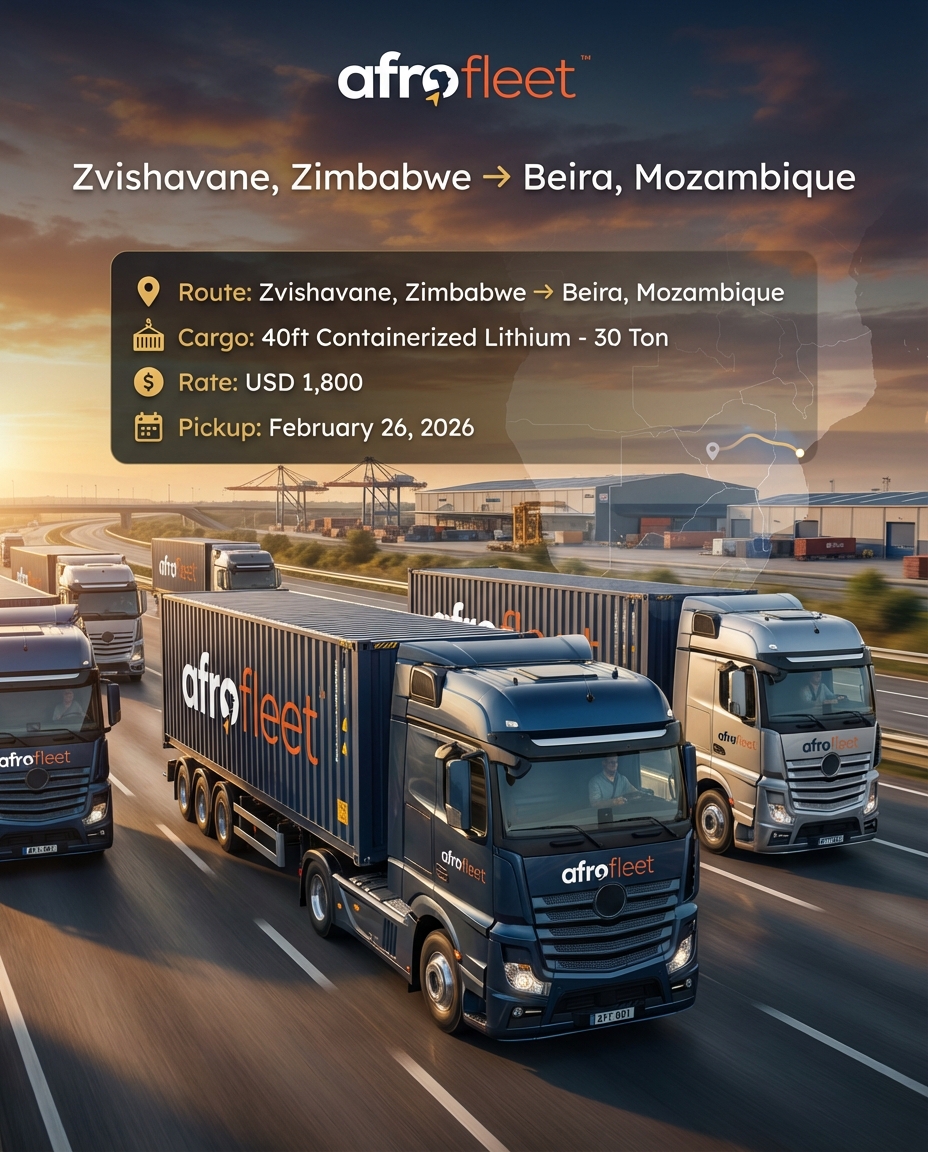 Poster for 40ft Containerized Lithium from Zvishavane, Zimbabwe to Beira, Mozambique