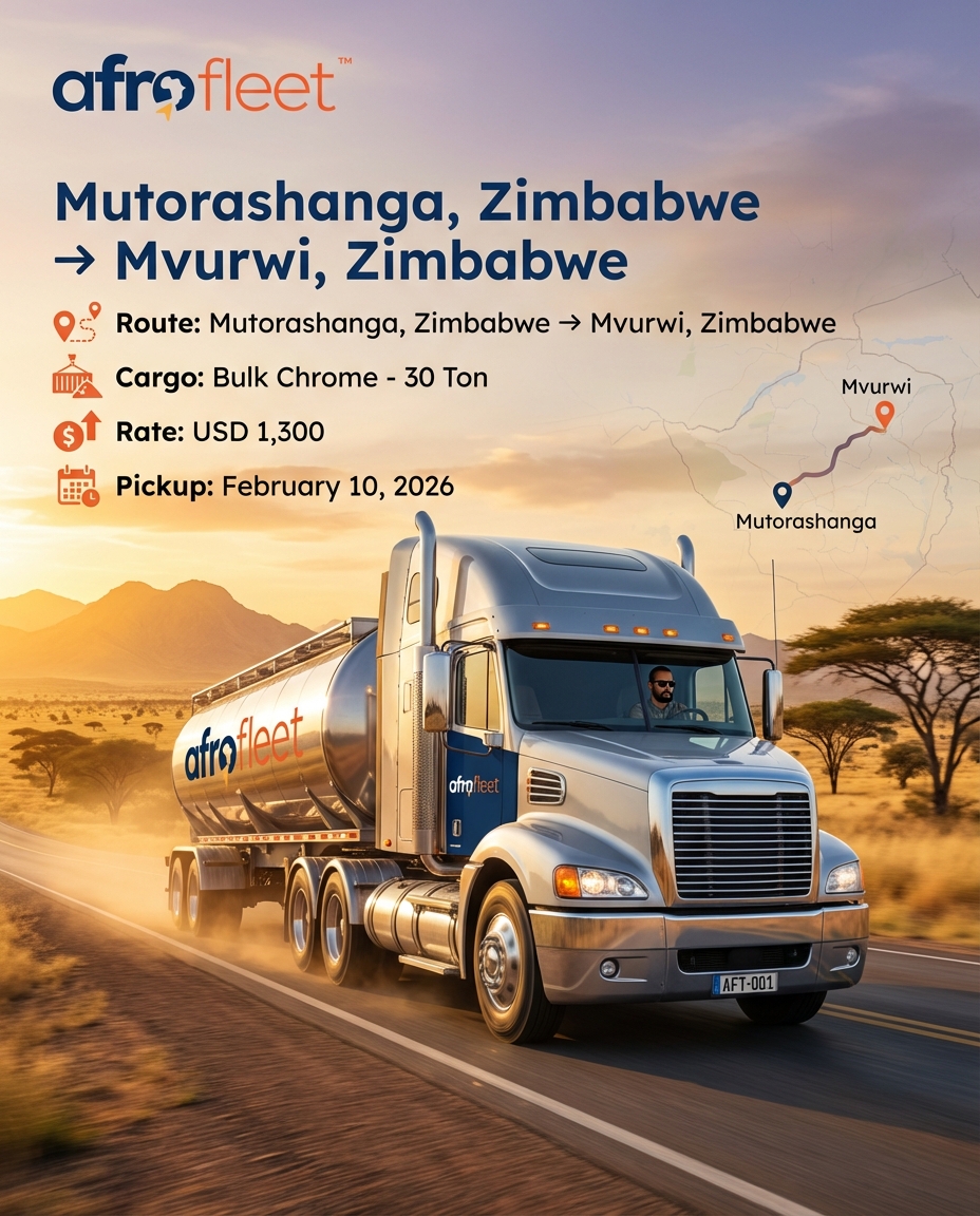 Poster for Bulk Chrome from Mutorashanga, Zimbabwe to Mvurwi, Zimbabwe
