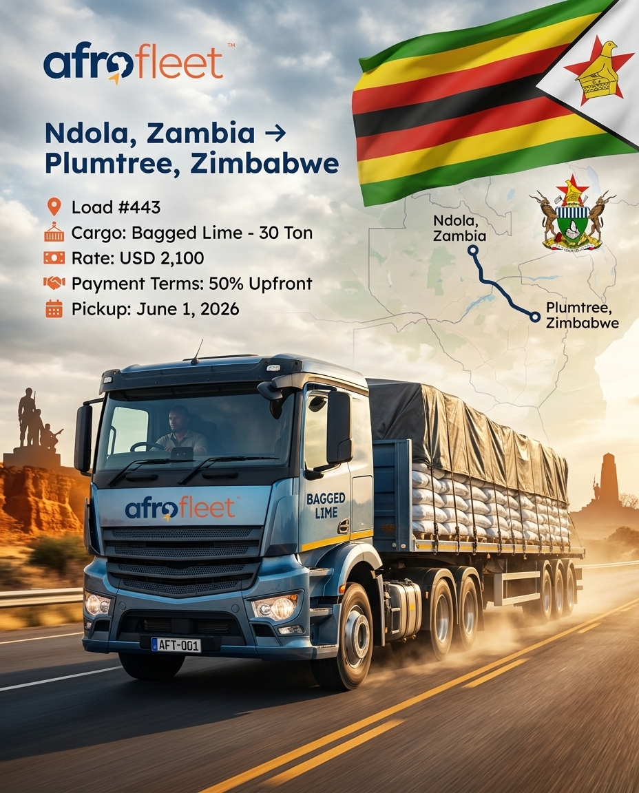 Poster for Bagged Lime from Ndola, Zambia to Plumtree, Zimbabwe