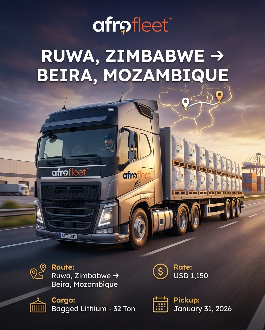 Poster for Bagged Litium from Ruwa, Zimbabwe to Beira, Mozambique