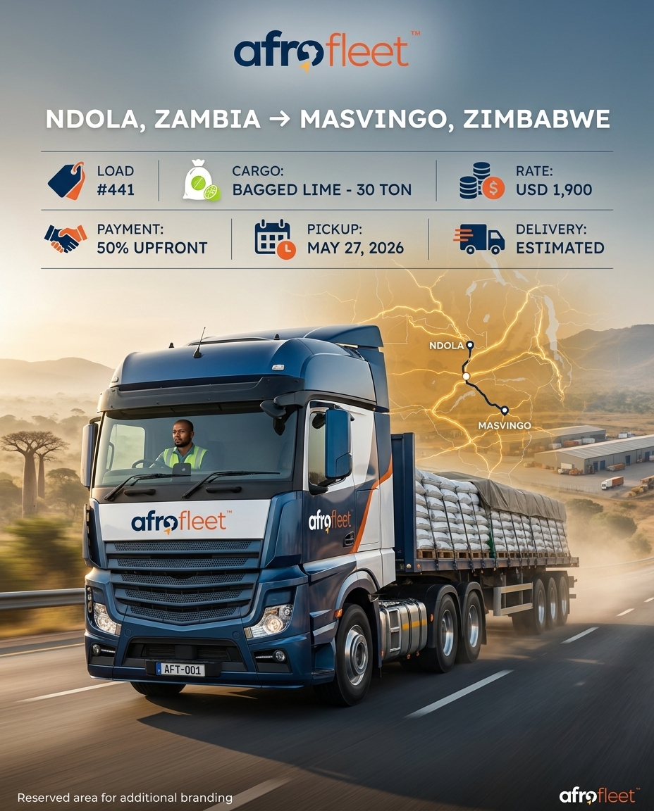 Poster for Bagged Lime from Ndola, Zambia to Masvingo, Zimbabwe
