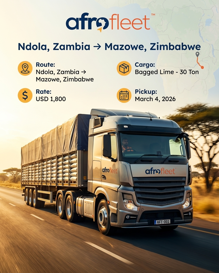 Poster for Bagged Lime from Ndola, Zambia to Mazowe, Zimbabwe